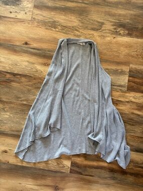 Light Gray Open-Front Women's Waffle Knit Vest